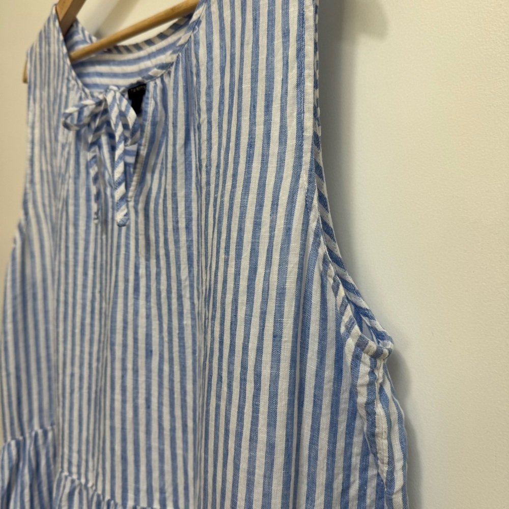 Talbots 100% Linen Striped Tiered Swing Dress XL - Picture 4 of 12
